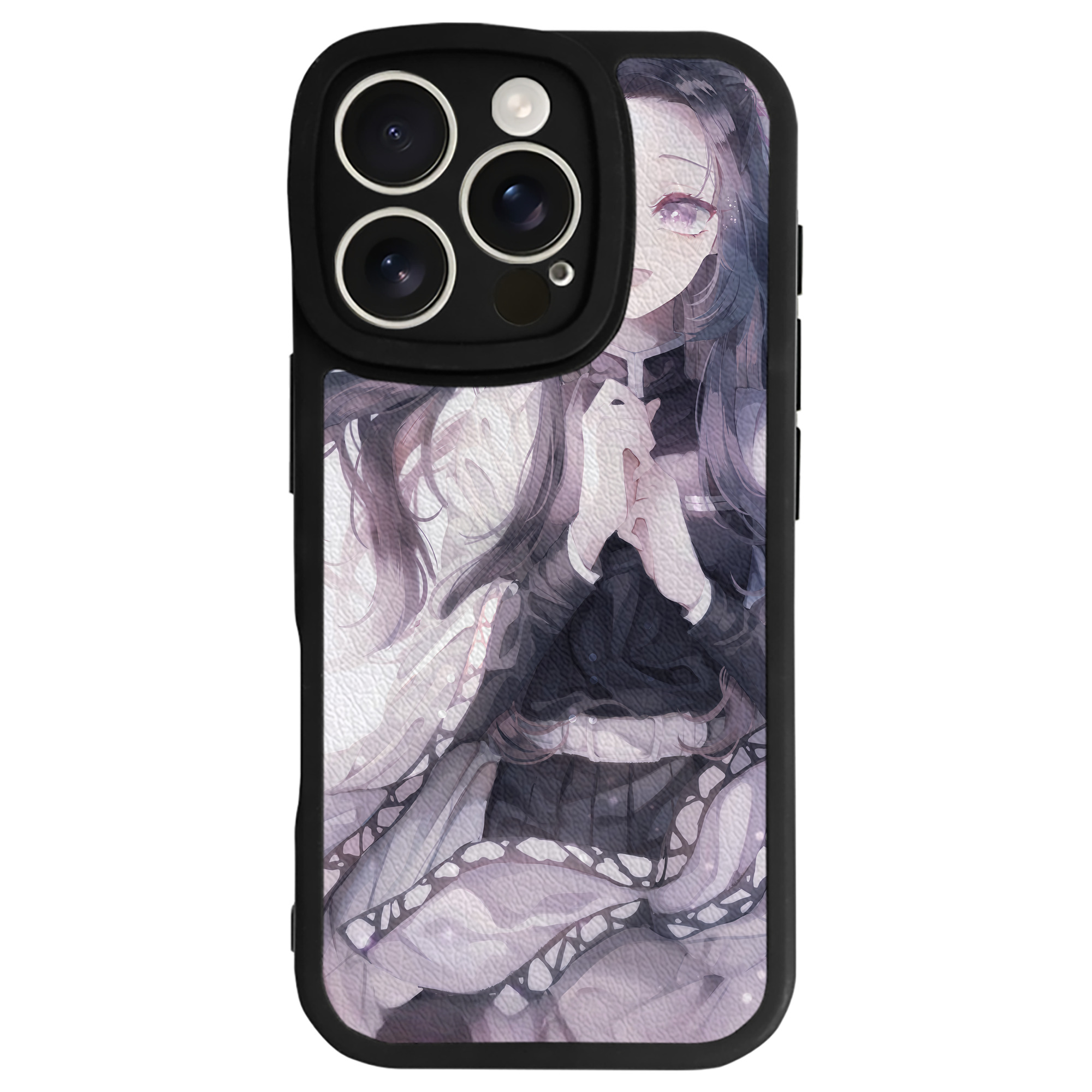 （画像用） 鬼滅の刃（きめつのやいば）蟲柱-胡蝶 しのぶ／こちょう しのぶ Kochou Shinobu 【iPhone 16シリーズ対応】シリコンスマホケース（レザー調） 材質：シリコン